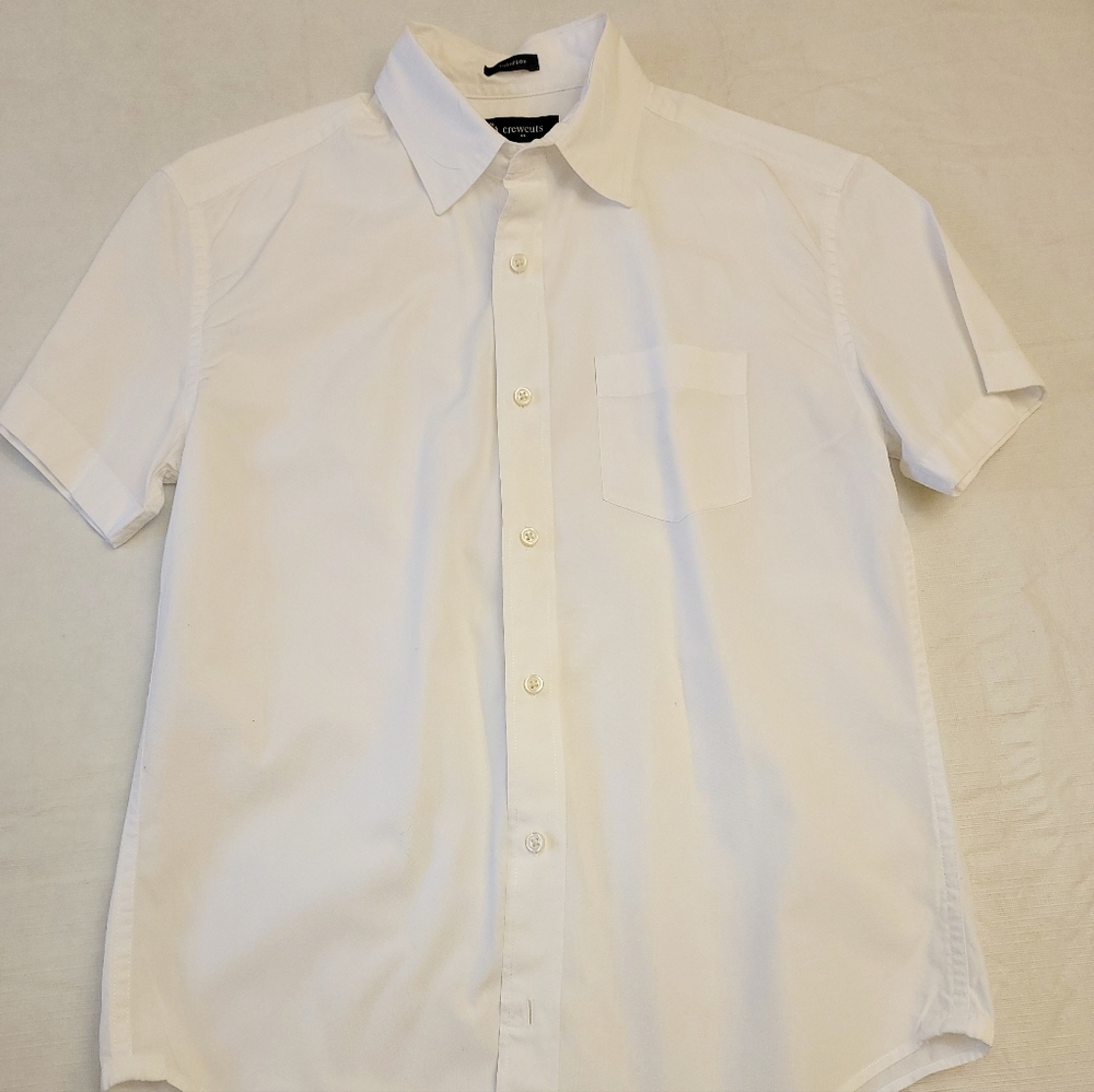 JCrew boys white button up short sleeve shirt size 14